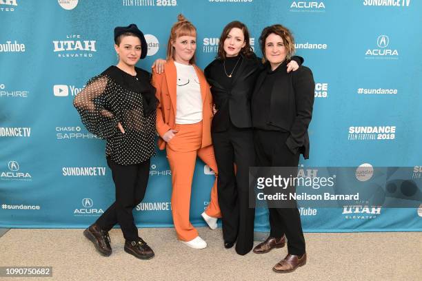 Alia Shawkat, Emma Jane Unsworth, Holliday Grainger, and Sophie Hyde attend the "Animals" Premiere during the 2019 Sundance Film Festival at Eccles...