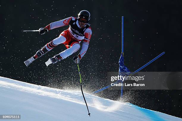 Michal Klusak of Poland skis in the Downhill segment of the Men's Super Combined during the Alpine FIS Ski World Championships on the Kandahar course...