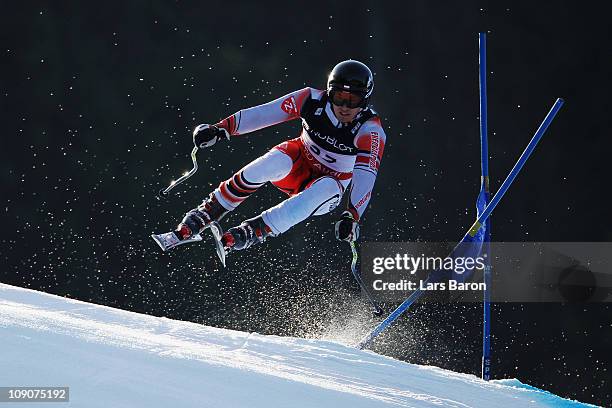 Michal Klusak of Poland skis in the Downhill segment of the Men's Super Combined during the Alpine FIS Ski World Championships on the Kandahar course...