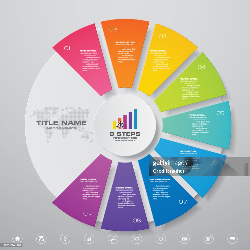 System Step Chart 9 Steps Cycle Chart Infographics Elements High-Res Vector Graphic ...
