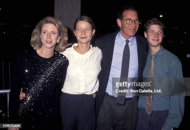 Actress Blythe Danner, actress Gwyneth Paltrow, producer Bruce Paltrow and Jake Paltrow attend "The Prince of Tides" Century City Premiere on...