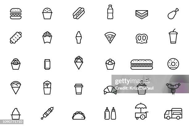 fast food icons - pancake stock illustrations