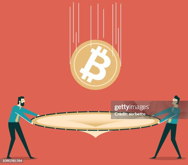 bitcoin - economic bounce back - safety net stock illustrations