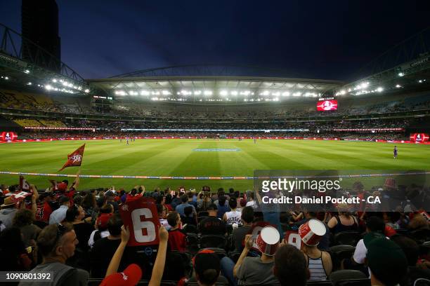 General view is seen during the Big Bash League match between the Melbourne Renegades and the Hobart Hurricanes at Marvel Stadium on January 07, 2019...