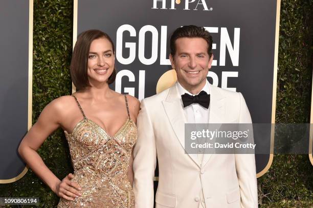 Irina Shayk and Bradley Cooper attend the 76th Annual Golden Globe Awards at The Beverly Hilton Hotel on January 06, 2019 in Beverly Hills,...