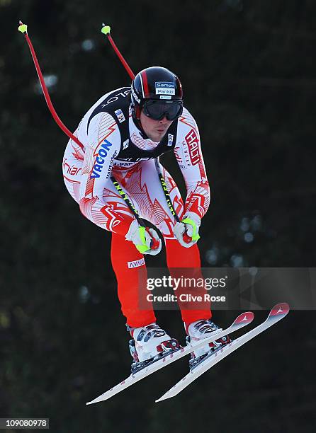 Michal Klusak of Poland skis in the Downhill segment of the Men's Super Combined during the Alpine FIS Ski World Championships on the Kandahar course...