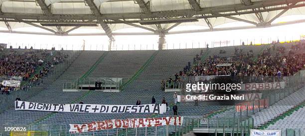 The Reggina Supporters during the Serie A 9th Round League match between Lazio and Reggina played at the Olympic stadium in Rome. Mandatory Credit:...