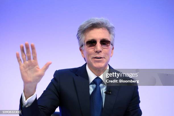 Bill McDermott, chief executive officer of SAP AG, gestures during a full year earnings news conference at the software companys headquarters in...