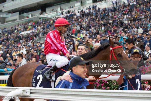 Jockey Karis Teetan riding Mr Stunning wins Race 5 Longines Hong Kong Sprint at Sha Tin racecourse during the LONGINES Hong Kong International Races...