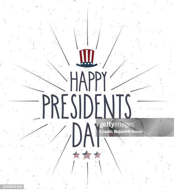 presidents day retro poster with rays. handwritten text. vector illustration. - us president stock illustrations