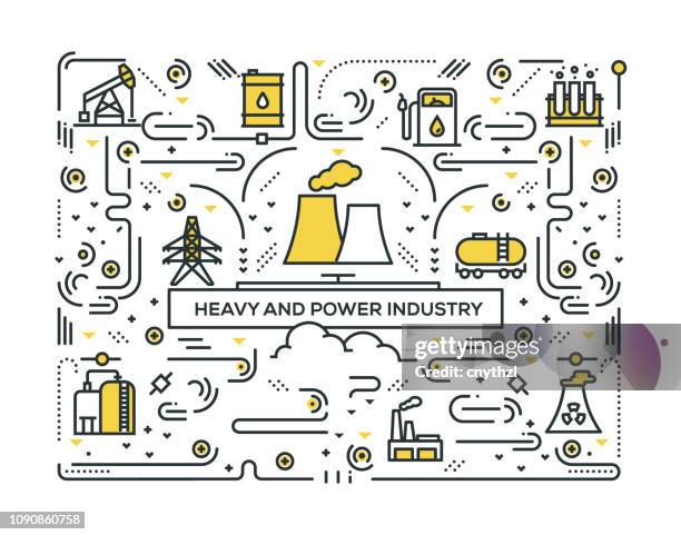 heavy and power industry line icons pattern design - nuclear reactor vector stock illustrations
