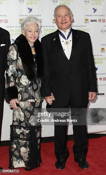 Astronaut Buzz Aldrin and wife Lois Aldrin attend the Cinema for Peace Gala at the Konzerthaus Am Gendarmenmarkt during day five of the 61st Berlin...