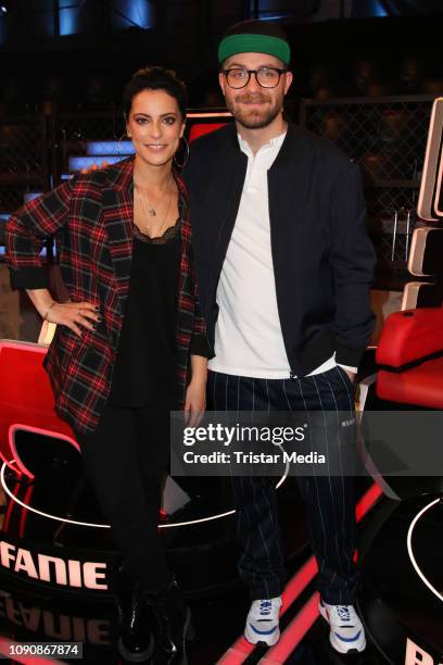 Stefanie Kloss and Mark Forster during the photo call for the show "The Voice Kids" on January 28, 2019 in Berlin, El Salvador.