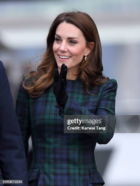 Catherine, Duchess Of Cambridge officially opens V&A Dundee and greet members of the public on the waterfront on January 29, 2019 in Dundee, Scotland.