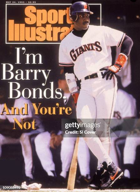 May 24, 1993 Sports Illustrated via Getty Images Cover:Baseball: San Francisco Giants Barry Bonds on deck during game vs Montreal Expos at...