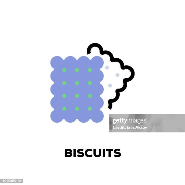 biscuits line icon - crumb stock illustrations