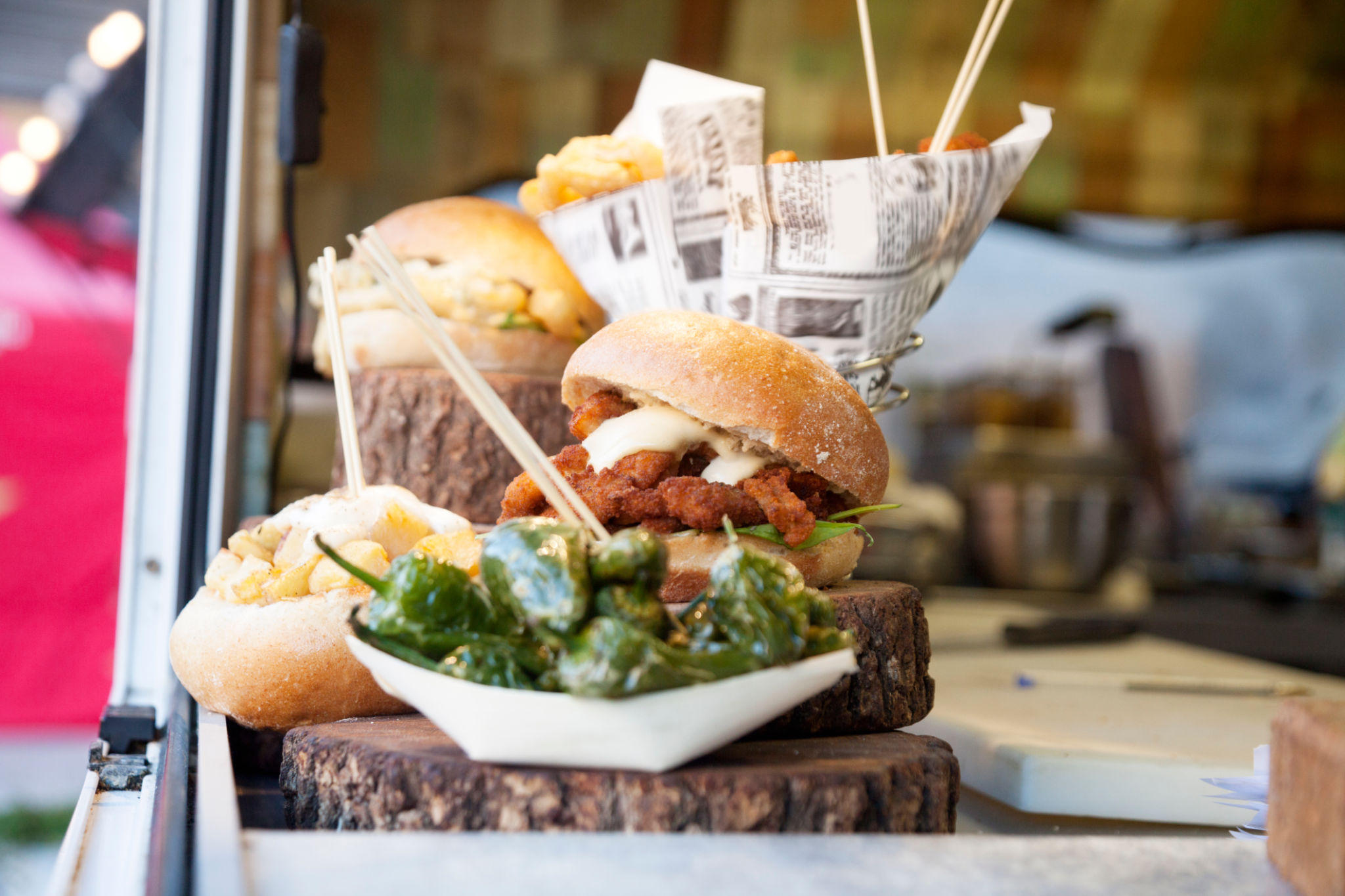 Sandwich food truck with eco friendly packaging Sandwich food truck with eco friendly packaging