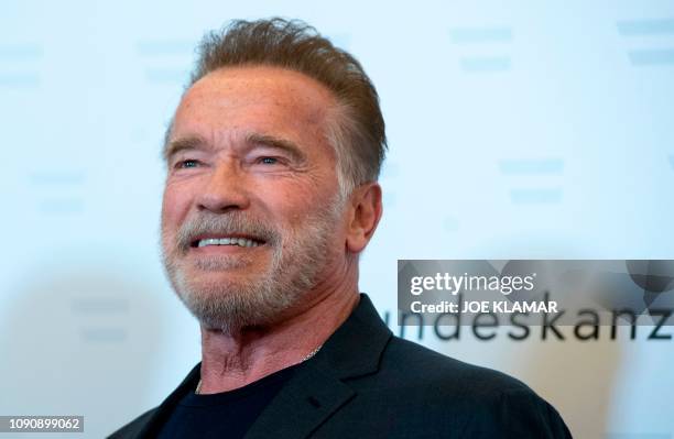 Actor, filmmaker and former governor of California Arnold Schwarzenegger is seen prior to his meeting with Austrian Chancellor Sebastian Kurz , at...