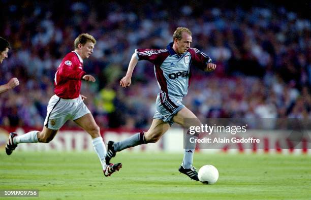 Mario Basler of Bayern Munich during the UEFA Champions league final match between Manchester United and Bayern Munich on May 26, 1999 in Camp Nou,...