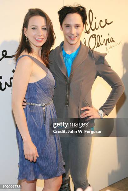 Figure skaters Sarah Hughes and Johnny Weir attend the Alice + Olivia Fall 2011 presentation during Mercedes-Benz Fashion Week at The Plaza Hotel on...