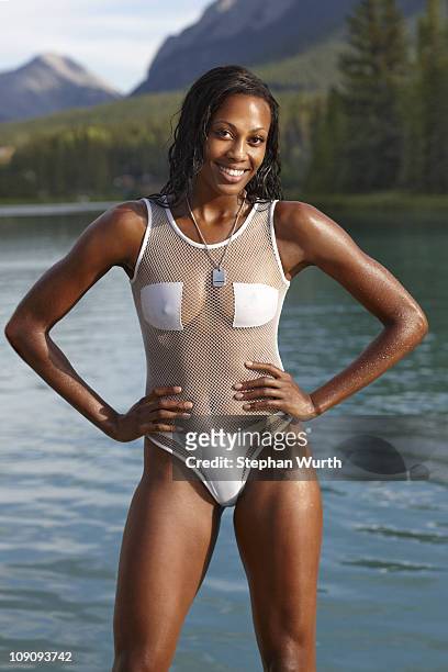 Swimsuit Issue 2011: US Volleyball player Kim Glass poses for the 2011 Sports Illustrated Swimsuit issue on July 28, 2010 in Banff, Alberta, Canada....