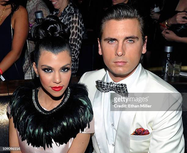 Television personalities Kourtney Kardashian and Scott Disick attend the launch of AG Adriano Goldschmied's "backstAGe presents:" initiative...