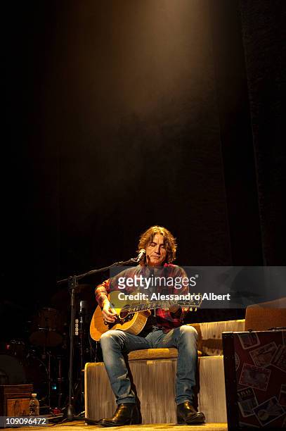 Luciano Ligabue performs at the Teatro Regio in Turin on February 13, 2011 in Turin, Italy.