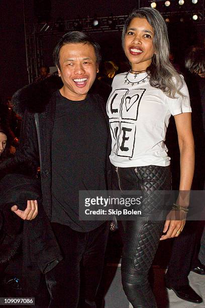 Designer Zang Toi and Deepa R. Pakianathan attends the Pamella Roland Fall 2011 fashion show during Mercedes-Benz Fashion Week at The Studio at...