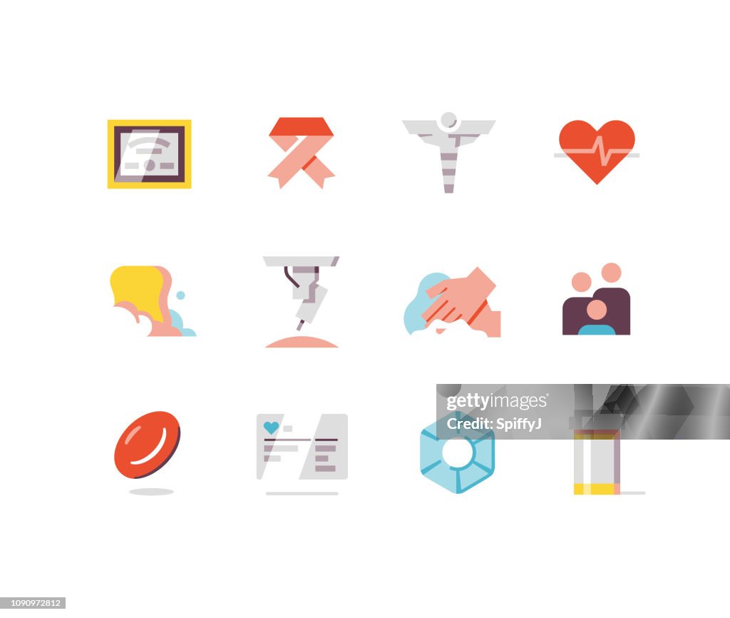Gesundheit und Medizin flache Symbole 3