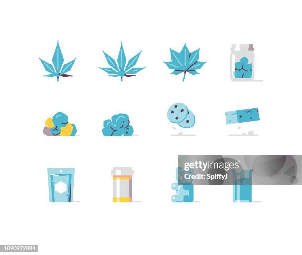 medizinisches marihuana flache icons serie - brownie stock-grafiken, -clipart, -cartoons und -symbole