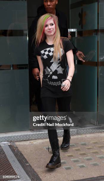 Avril Lavigne sighted leaving a studio on February 15, 2011 in London, England.