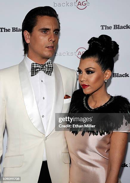 Television personalities Scott Disick and Kourtney Kardashian arrive at the launch of AG Adriano Goldschmied's "backstAGe presents:" initiative...