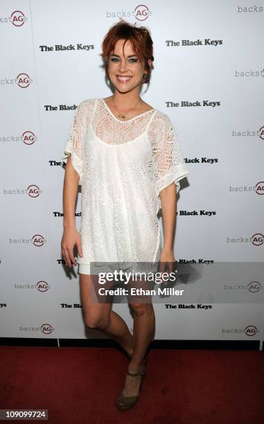 Actress Jessica Stroup arrives at the launch of AG Adriano Goldschmied's "backstAGe presents:" initiative featuring The Black Keys at the Marquee...