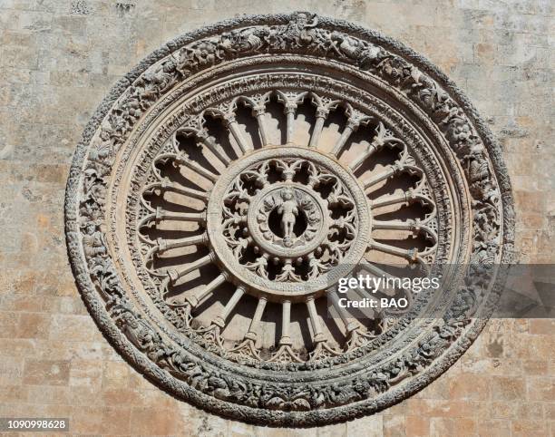 rosette, cathedral of santa maria assunta, ostuni, apulia, italy - rosettfönster bildbanksfoton och bilder