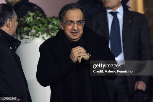 Sergio Marchionne attends during the Serie A match between Juventus FC and FC Internazionale Milano at Olimpico Stadium on February 13, 2011 in...