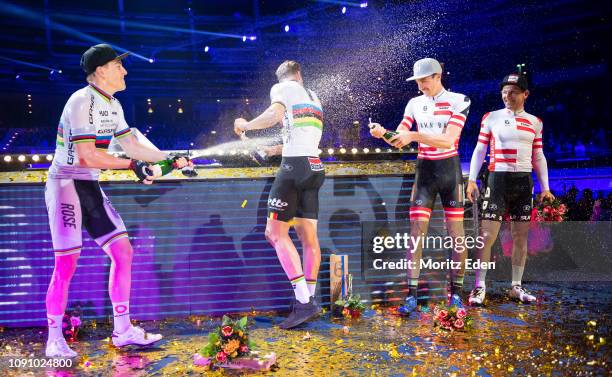 Theo Reinhardt, Roger Kluge, Andreas Graf and Andreas Mueller during the 108th Six Days Race at the Velodrome on January 29, 2019 in Berlin, Germany.