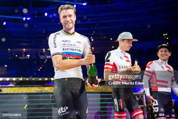 Roger Kluge, Andreas Graf and Andreas Mueller during the 108th Six Days Race at the Velodrome on January 29, 2019 in Berlin, Germany.