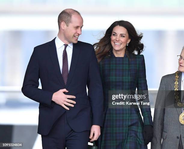 Prince William, Duke of Cambridge and Catherine, Duchess of Cambridge officially open V&A Dundee and greet members of the public on the waterfront on...