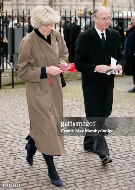 Lady Jane Fellowes and Robert Fellowes attend a Service of Thanksgiving for opera singer Dame Joan Sutherland at Westminster Abbey on February 15,...