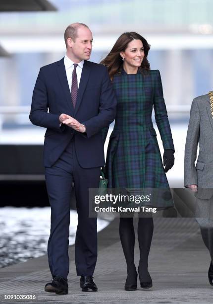 Prince William, Duke of Cambridge and Catherine, Duchess of Cambridge officially open V&A Dundee and greet members of the public on the waterfront on...