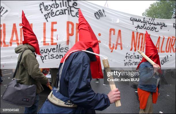 Anti Extreme Right Leader Le Pen And French "Front National" Party Demonstration In Paris On April 27Th, 2002 In Paris, France.