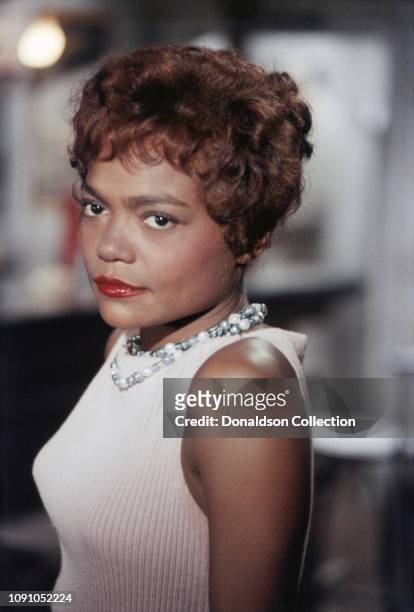 Singer and actress Eartha Kitt poses for a photo on the set of the film 'Anna Lucasta' in 1958 in Los Angeles, California.