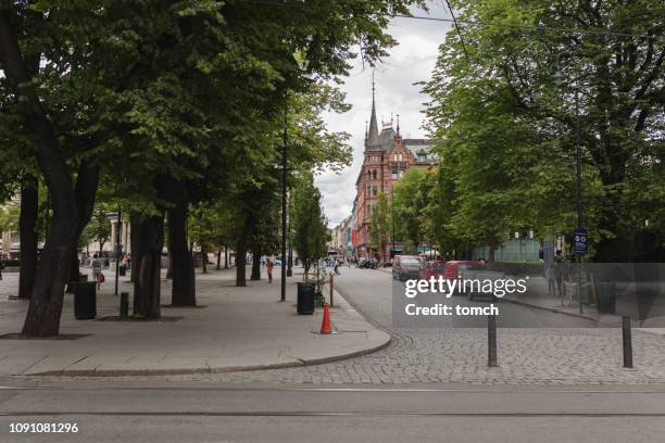 green street in oslo - pedestrian zone stock pictures, royalty-free photos & images