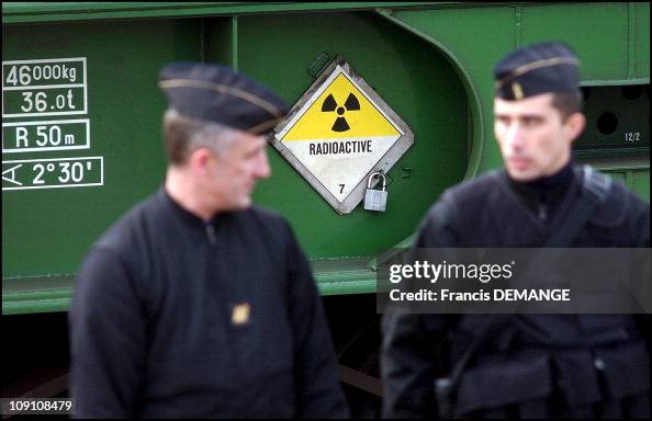 Radioactive Waste Train Coming At Blainville Sur L'Eau, France On December 11Th, 2002 In Blainville-Sur-Mer, France. Radioactive Waste Train Coming At Blainville Sur L'Eau, France On December 11Th, 2002 In Blainville-Sur-Mer, France.