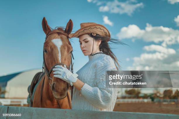 es ist eine verbindung zwischen pferd und reiter - modern cowboy stock-fotos und bilder