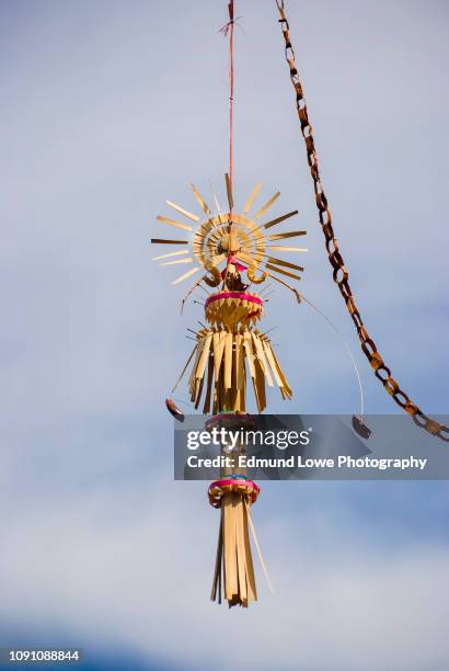 beautiful decorative balinese penjor. - nyepi stock pictures, royalty-free photos & images