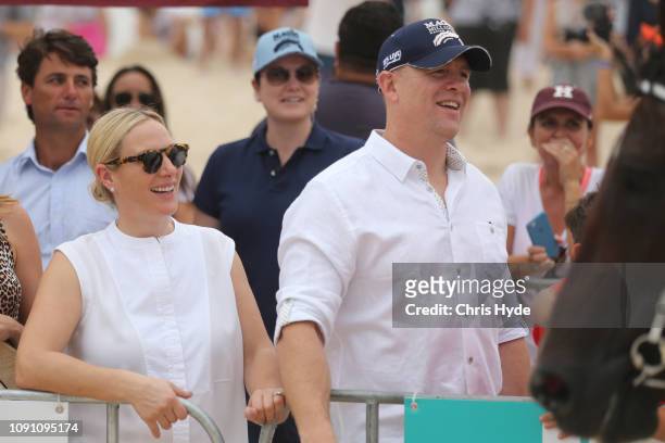 Zara and Mike Tindall attend the 2019 Magic Millions official draw at Surfers Paradise Foreshore on January 08, 2019 in Gold Coast, Australia.