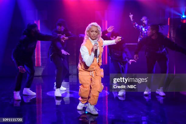 Episode 790 -- Pictured: Musical guest DaniLeigh performs on January 29, 2019 --