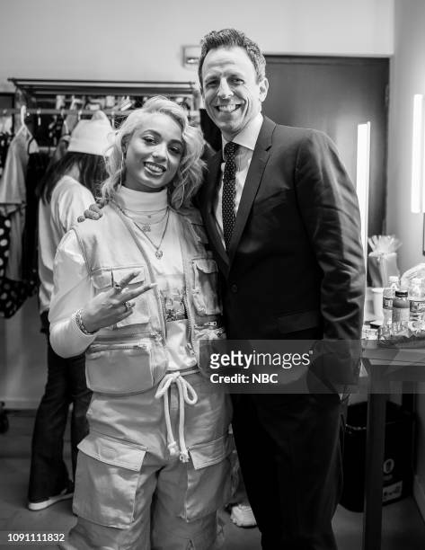 Episode 790 -- Pictured: Musical guest DaniLeigh with host Seth Meyers on January 29, 2019 --