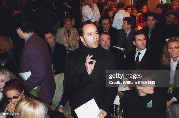 People At Fashion Show "Haute Couture" Yves Saint Laurent In Paris, France. Tom Ford